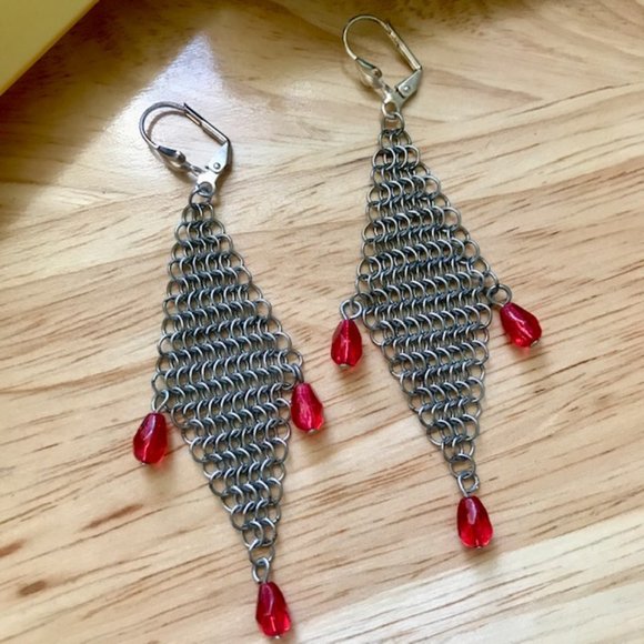 Local Charm Silver & Gemstone Link Earrings - Picture 3 of 7